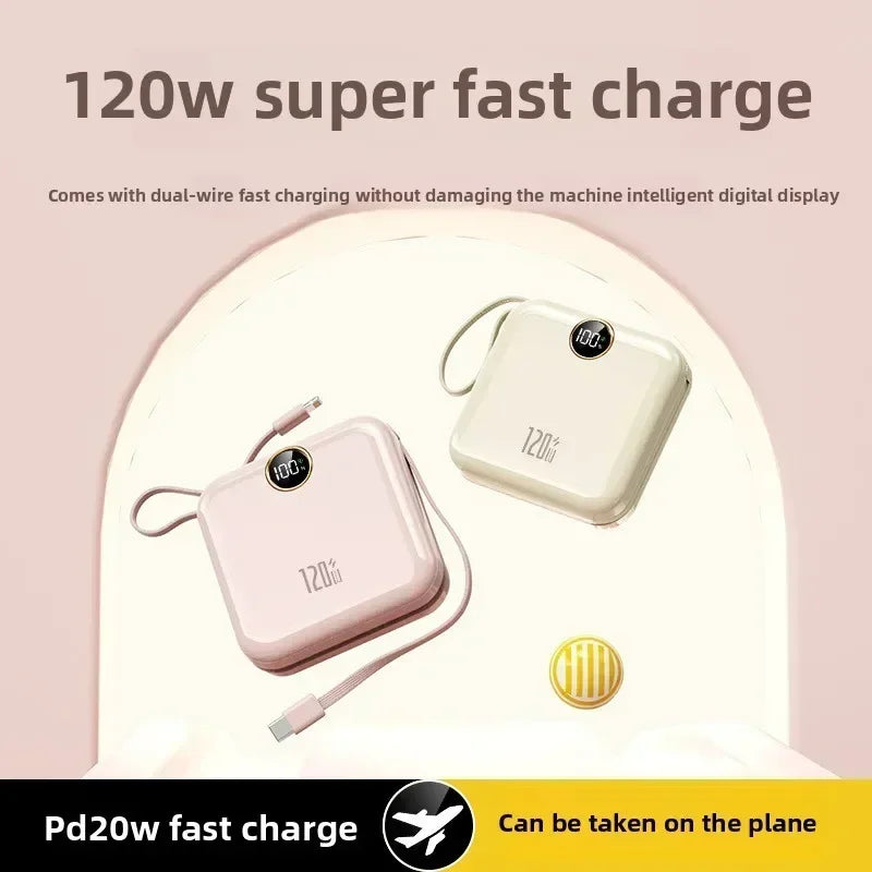 20000mAh Portable Power Bank 120W Fast Charging Phone Charger Digital Display Powerbank for IPhone Xiaomi External Spare Battery