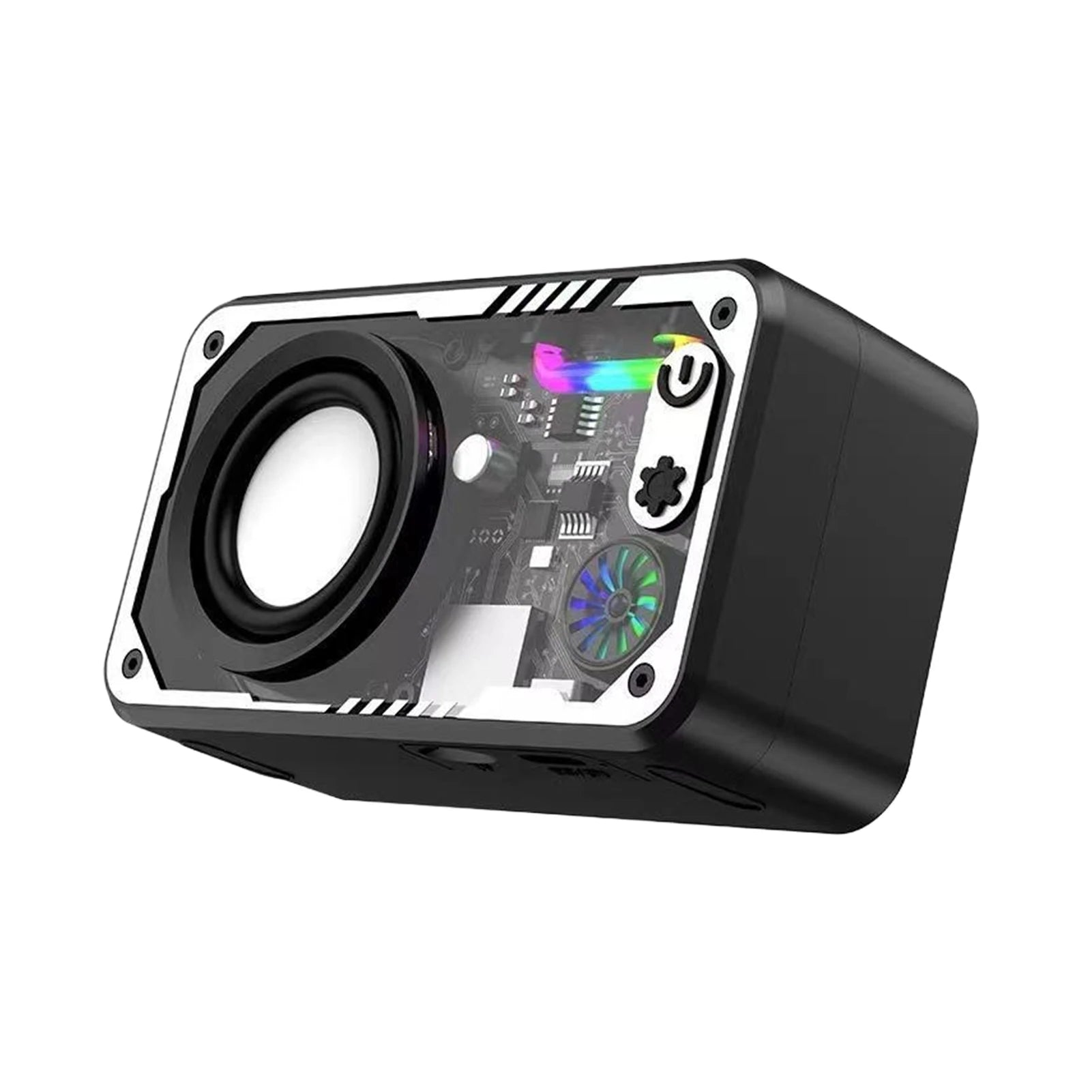 Transparent Mecha Speakers Bluetooth 5.0 Wireless Double Bass Diaphragm Subwoofer Music TWS RGB Light Mini Party Loudspeaker