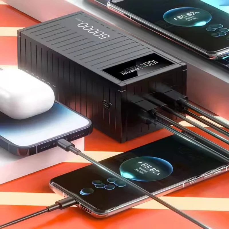 50000mAh Power Bank 22.5W PD Charger Powerbank Large Battery Capacity Power Station Fast Charging for IPhone Xiaomi Huawei